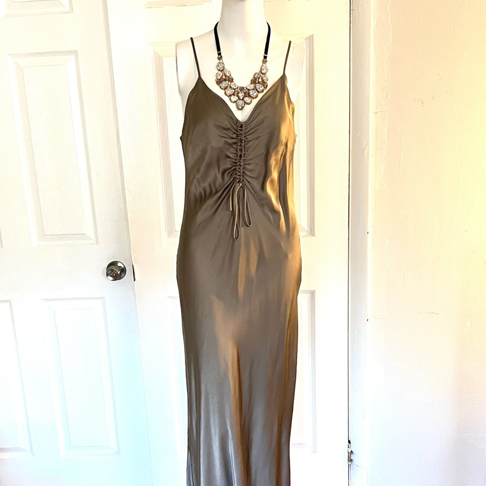Zara NWOT Gray Satin Slip Dress